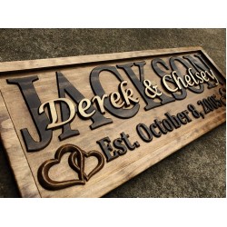 Personalized Wedding Gift for Couple Bridal Shower Gift Established Wedding Sign Last Name Sign Engagement Gift Custom Wood Anniversary Gift 3Dwoodworker  