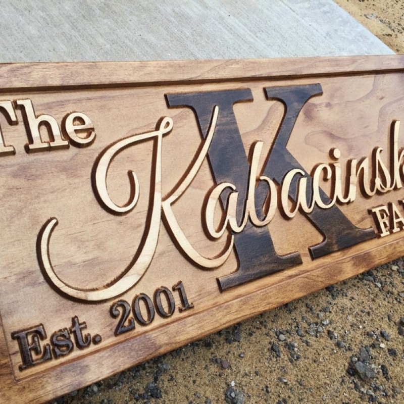 Personalized Anniversary Gifts for Him Wedding Gift for Her 3D Custom Wood Sign 5 Year Anniversary Gift for Wife Established Last Name Sign 3Dwoodworker