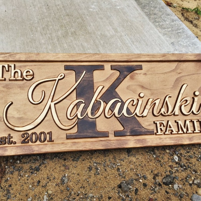 Personalized Anniversary Gifts for Him Wedding Gift for Her 3D Custom Wood Sign 5 Year Anniversary Gift for Wife Established Last Name Sign 3Dwoodworker