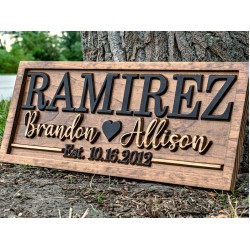 Bridal Shower Gift | Personalized Wedding Gift Last Name Established Sign Anniversary Gift Engagement Gifts Valentines Day Gift | Wood Sign 3Dwoodworker