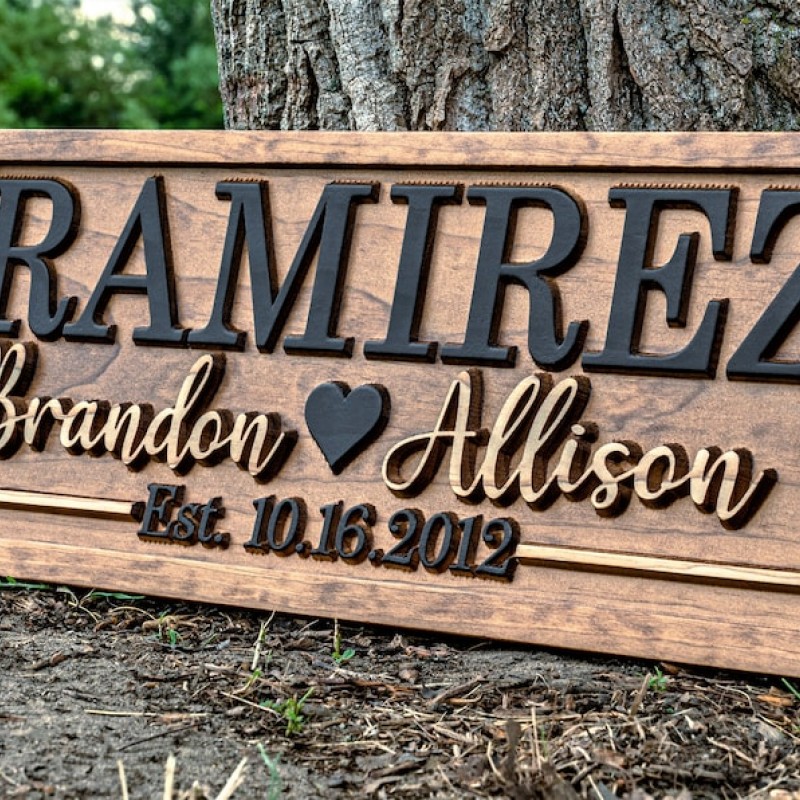 Bridal Shower Gift | Personalized Wedding Gift Last Name Established Sign Anniversary Gift Engagement Gifts Valentines Day Gift | Wood Sign 3Dwoodworker