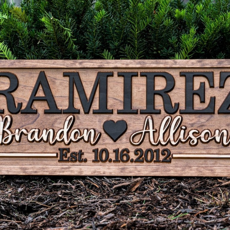 Bridal Shower Gift | Personalized Wedding Gift Last Name Established Sign Anniversary Gift Engagement Gifts Valentines Day Gift | Wood Sign 3Dwoodworker