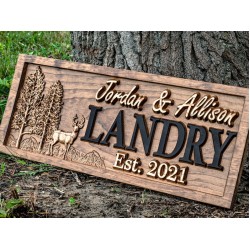 Outdoor Decor | Custom Wood Sign | Deer Hunting Gifts | Cabin Decor | Tree Wood Decor | 3D Family Name Sign | Last Name Decor | Camper Decor 3Dwoodworker