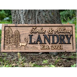 Outdoor Decor | Custom Wood Sign | Deer Hunting Gifts | Cabin Decor | Tree Wood Decor | 3D Family Name Sign | Last Name Decor | Camper Decor 3Dwoodworker