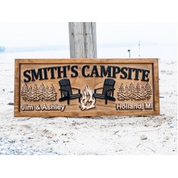 Custom Wood Campfire Sign | Family Name Campsite Sign | Last Name Sign | Personalized Camping Gifts | Fire Pit Sign Cabin Decor Camper Decor 3Dwoodworker