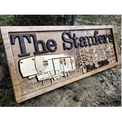 Personalized Camping Sign Fifth Wheel Decor Custom Camper Sign Wood Campsite Sign Wooden RV Decor RV Signs Last Name 5th Wheel Trailer Decor 3Dwoodworker