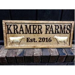 Personalized Farmhouse Sign Wood Wedding Gift Wooden Farmhouse Decor Wall Family Name Sign Couple Established Cow Custom Carved Farm Sign 3Dwoodworker