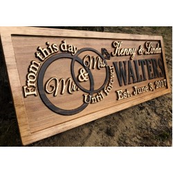 Mr and Mrs Sign Wooden Wedding Signs Wood Wedding Gift Custom Engagement Gift Established Marriage Bridal Shower Personalized Couple Gift 3Dwoodworker  