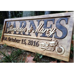 Harley Davidson Gifts for Men Personalized Motorcycle Gifts for Biker Wedding Sign Custom Couples Gifts for Dad Wood Wall Art Last Name Sign 3Dwoodworker