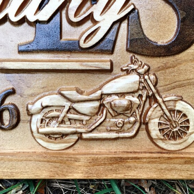 Harley Davidson Gifts for Men Personalized Motorcycle Gifts for Biker Wedding Sign Custom Couples Gifts for Dad Wood Wall Art Last Name Sign 3Dwoodworker