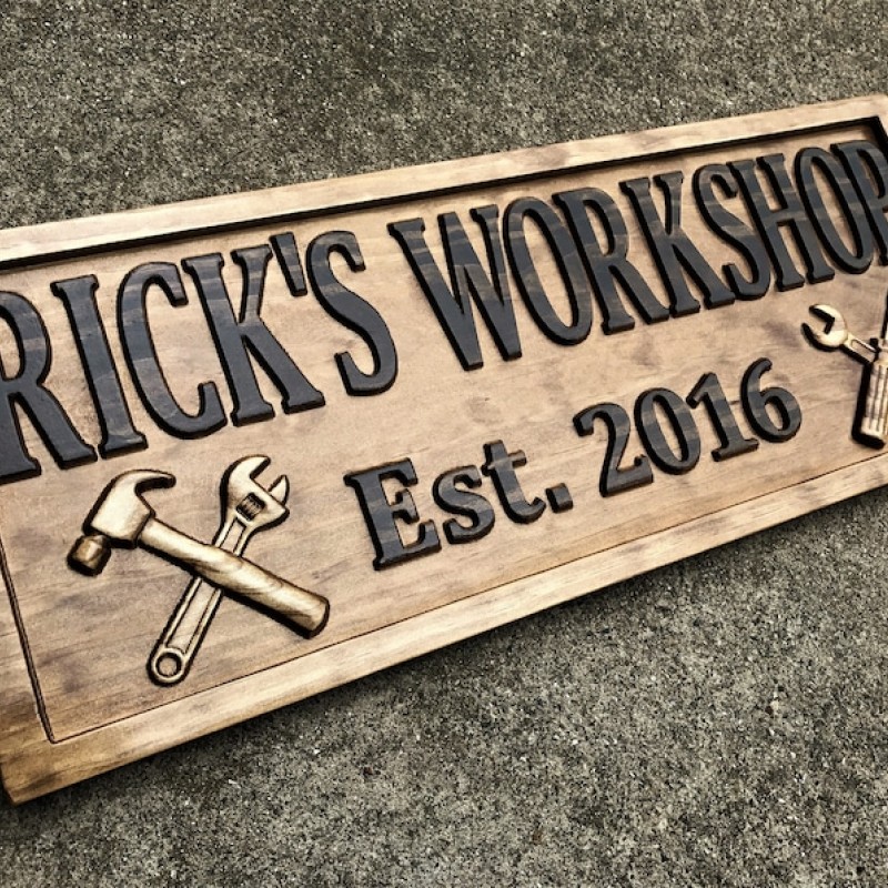 Gifts for Men Gifts For Him Husband Gift Custom Garage Sign Wooden Shop Sign Personalized Man Birthday Fathers Day Gift Wood Workshop Sign 3Dwoodworker  